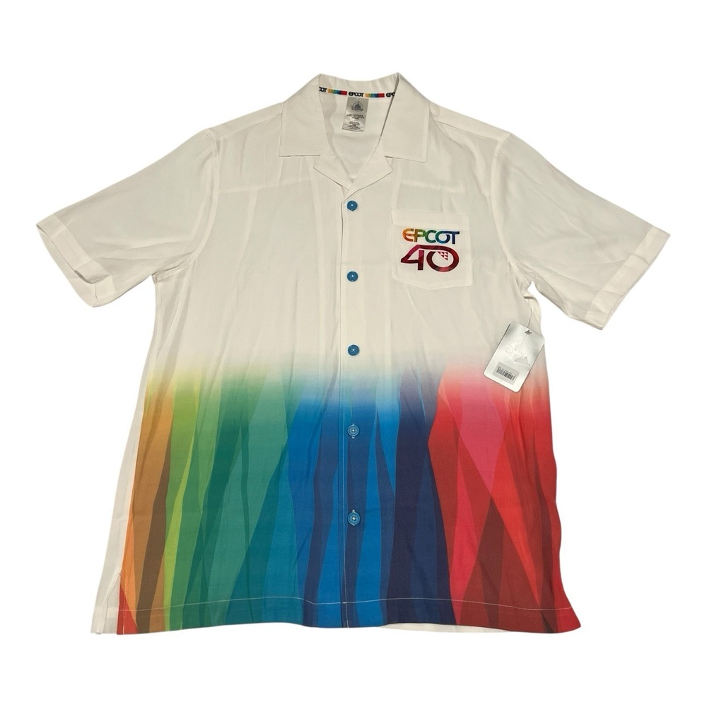 NEW Disney EPCOT 40th Anniversary Buttoned Woven Men's Short Sleeve Shirt Medium